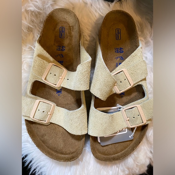 Birkenstock Light Tan Suede Sandals soft regular Size 40 - Picture 1 of 5